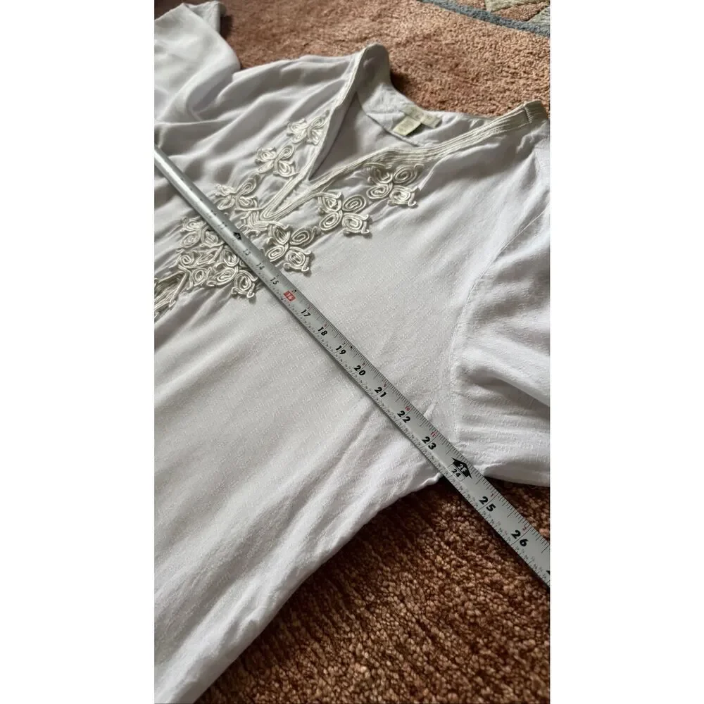 Saint Tropez West White Embroidered Blouse Size 2XL - Picture 4 of 9